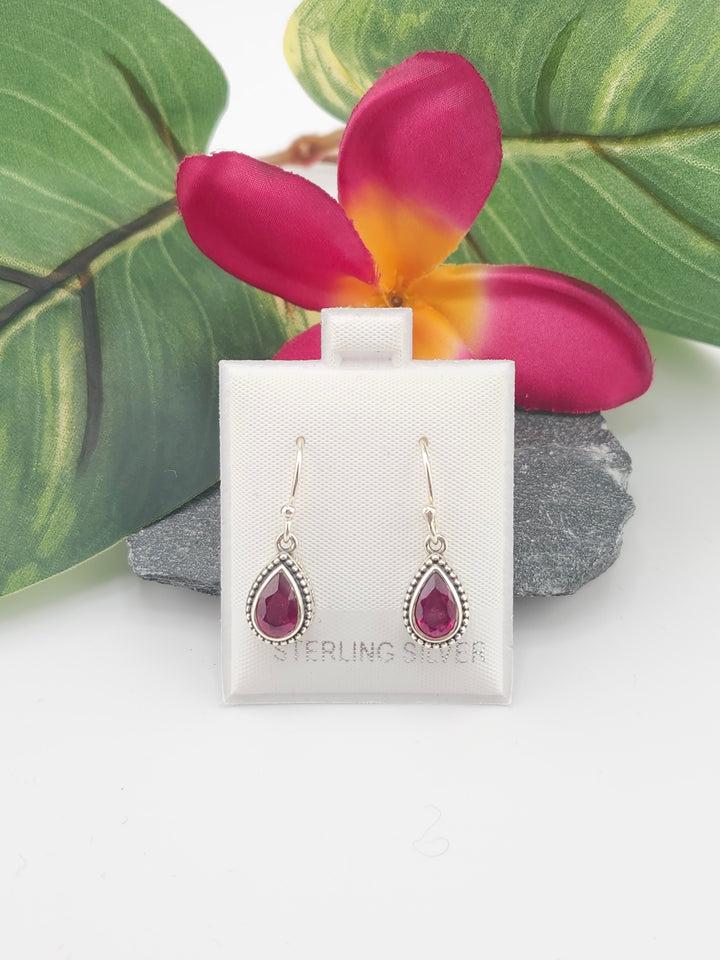 Ruby Teardrop Dangle Earrings