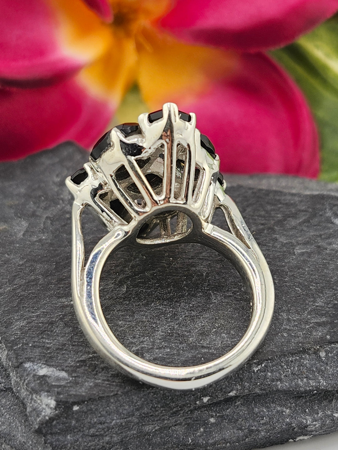 Cluster Black Onyx Ring Size 7