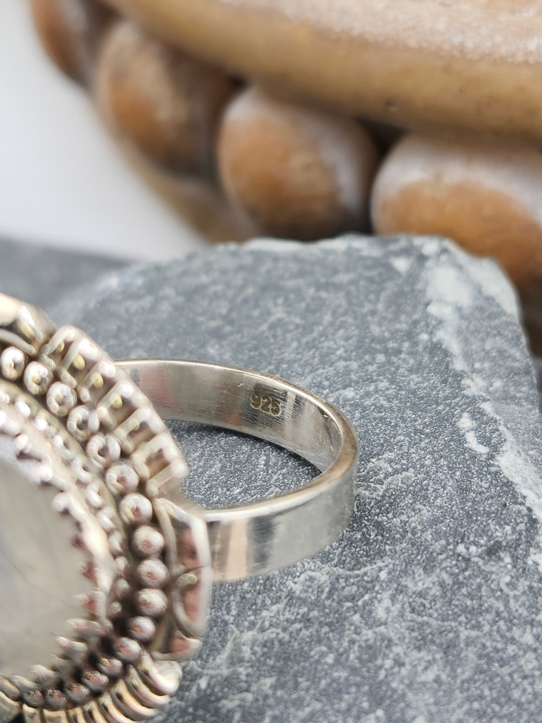 Faceted Moonstone Ring Size 8