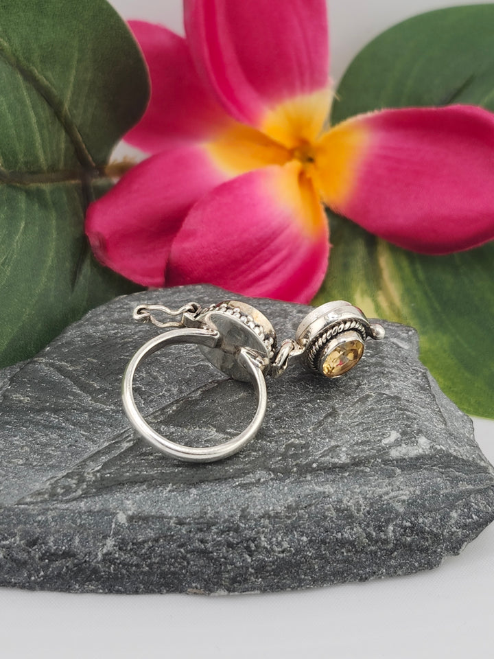 Citrine & 925 Sterling Silver Lockett Ring Size 5½