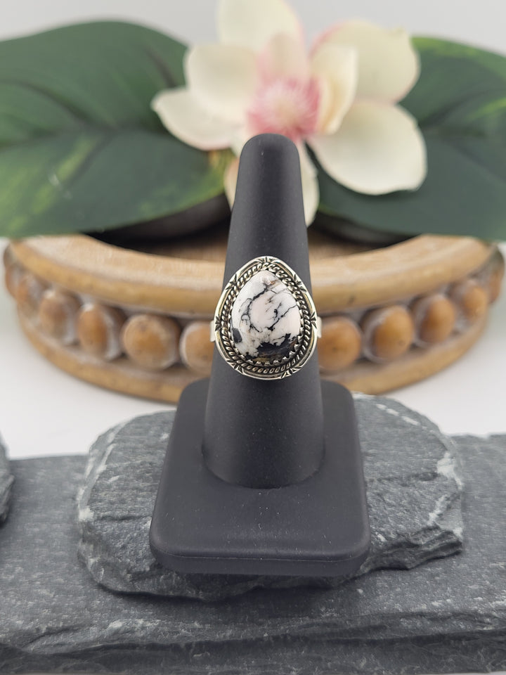 White Buffalo Teardrop Ring
