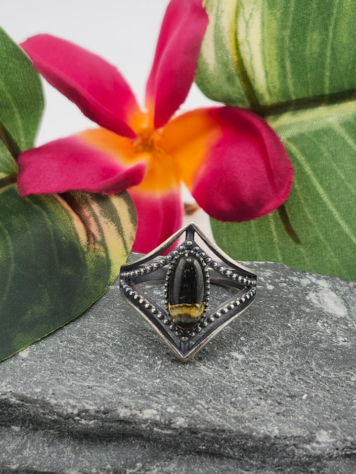 Oxidized Marquee Bumblebee Jasper Ring Size 9.25