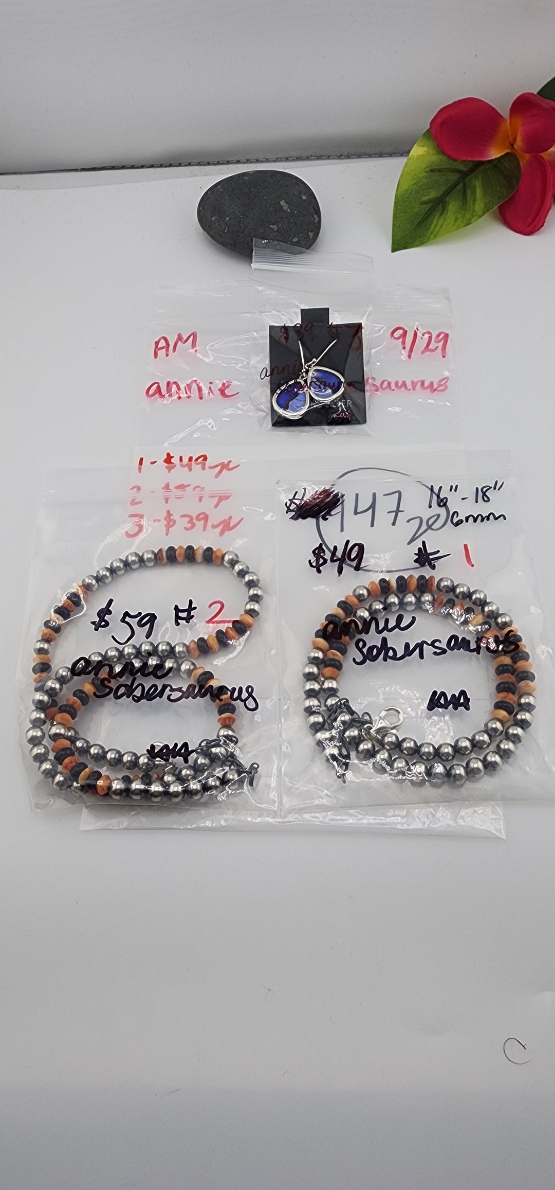 AM SHOW 48HR RESERVED FOR: annie sobersaurus - 9/29/2025 FL tiktok Live Show - 3 Sterling Silver Items