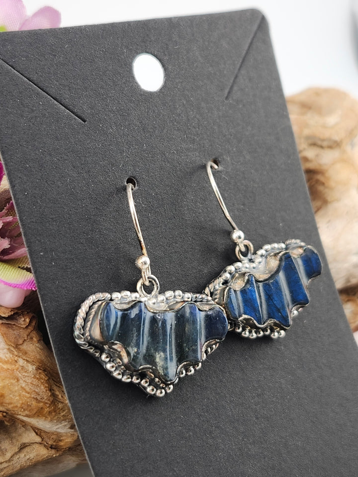 Blue Labradorite Bat Dangle Earrings