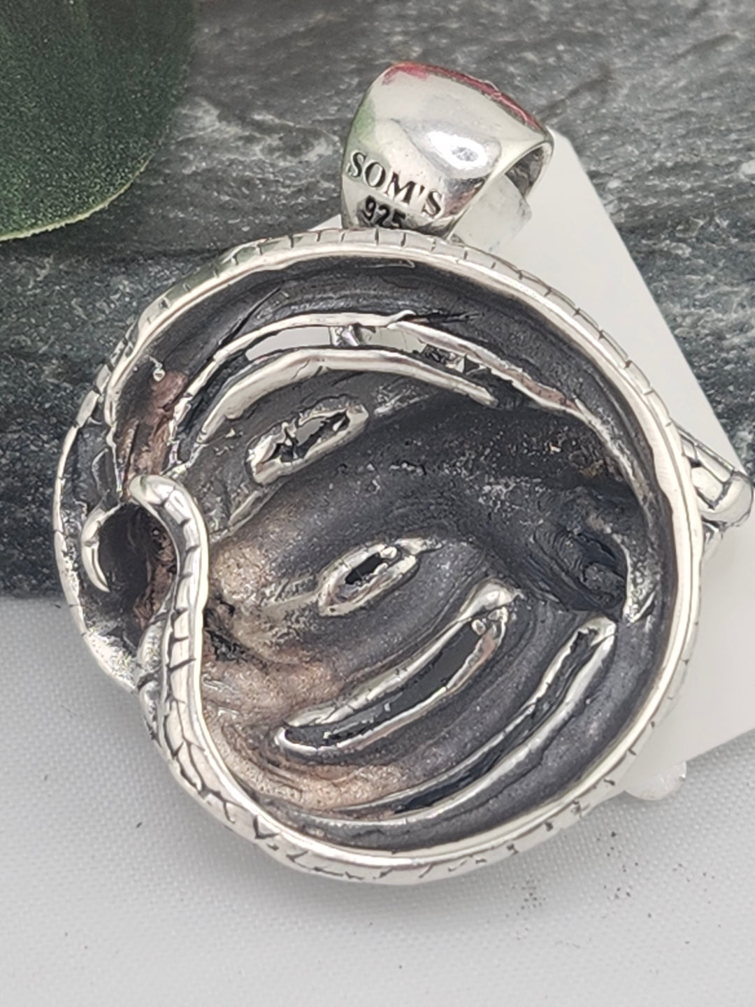 Designer SOMS 925 Sterling Silver Snake Pendant