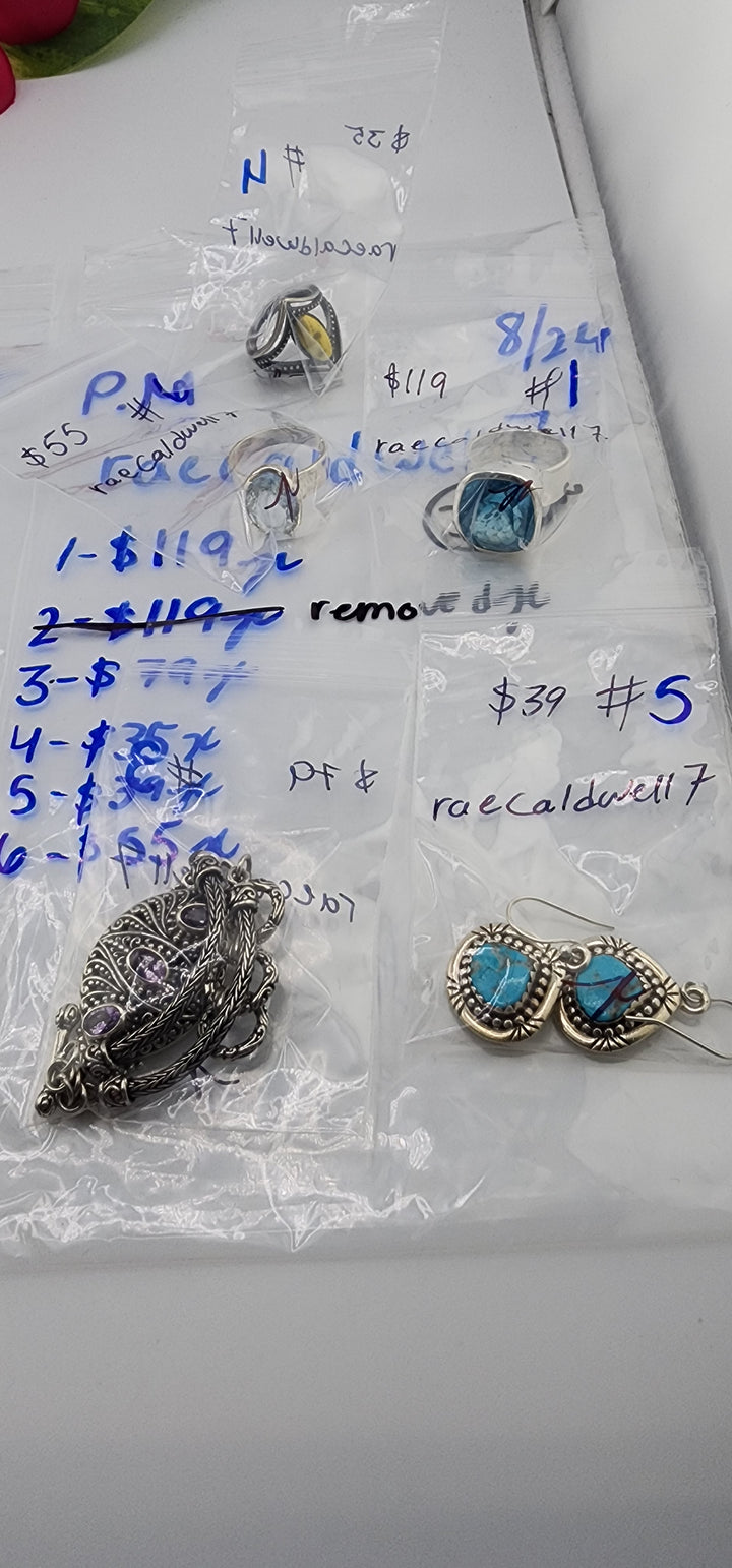 PM SHOW 48HR - RESERVED FOR:  raecaldwell7- 8/24/2025 FL tiktok Live Show -5  Sterling Silver Items