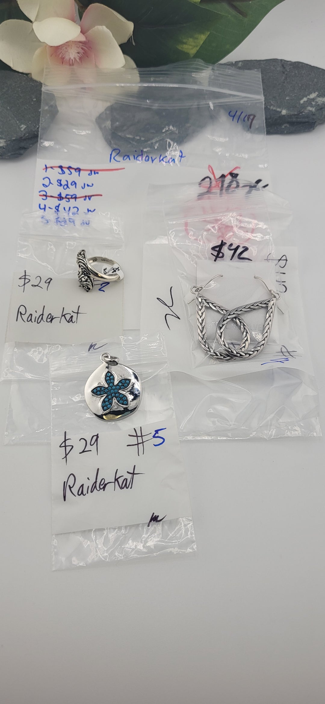 RESERVED FOR:  Raiderkat- 4/17/2025 tiktok Live Show - 4 Sterling Silver Items
