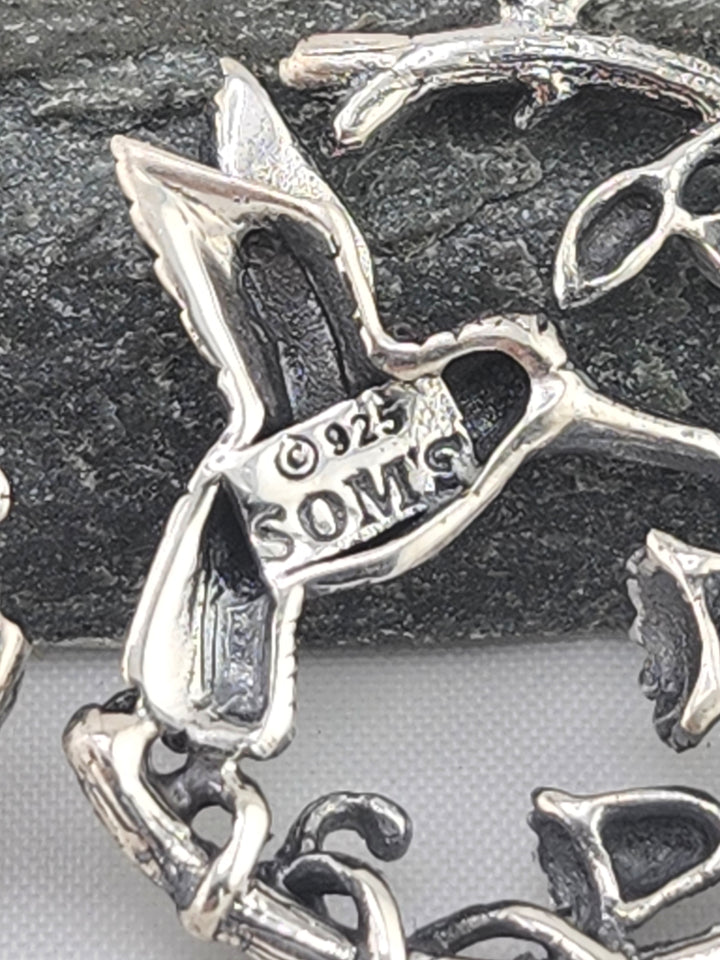 Designer SOMS 925 Sterling Silver Hummingbird Earrings