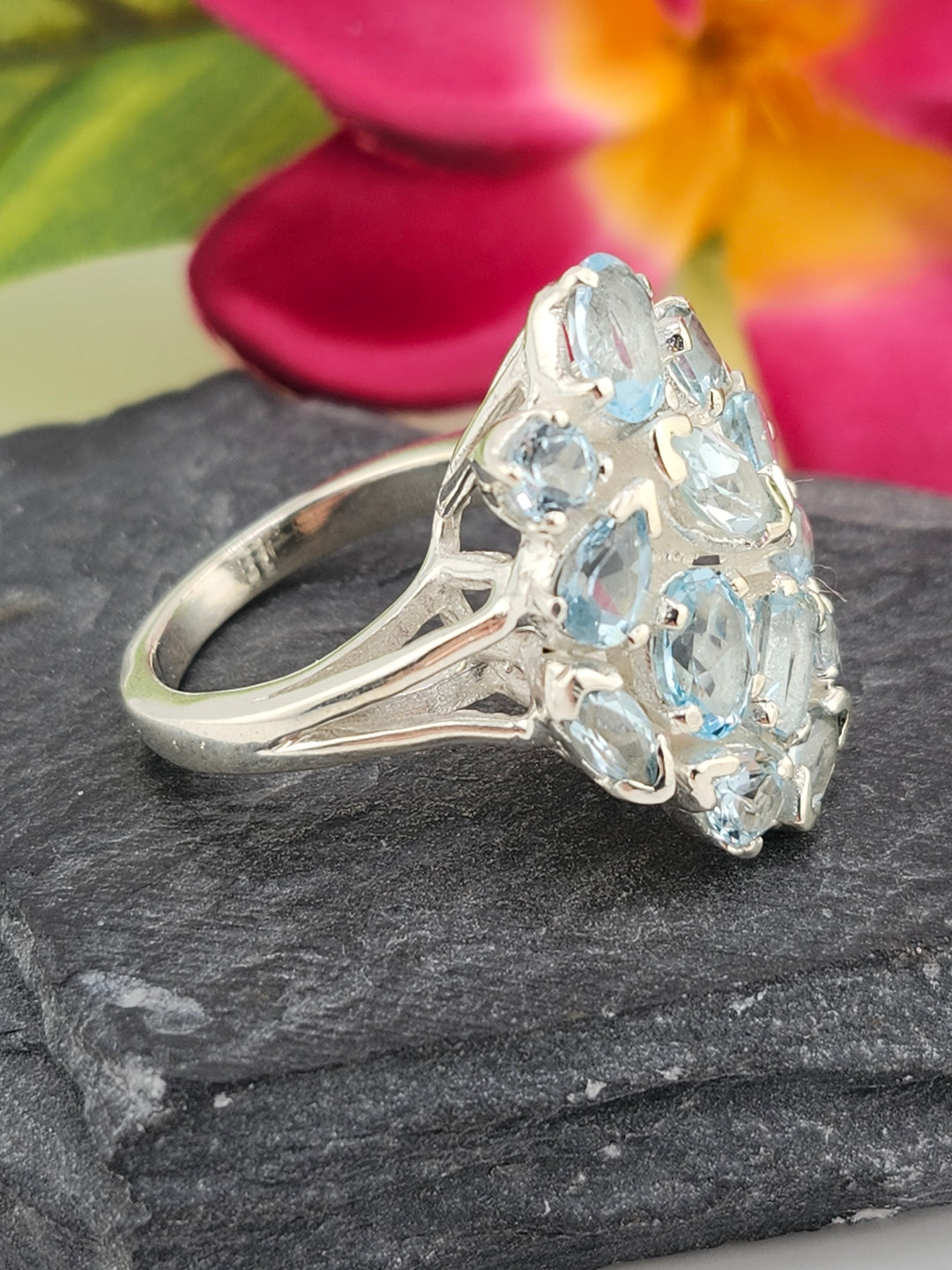 Cluster Topaz Ring Size 7.5