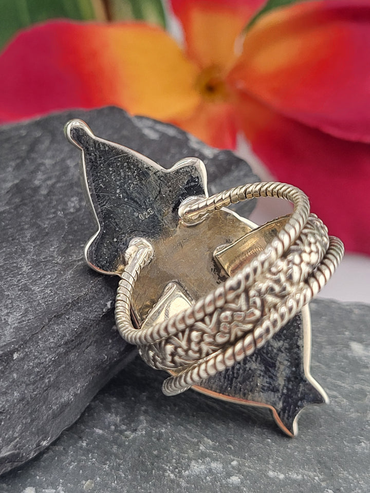 Turquoise & Baltic Amber Ring Size 10