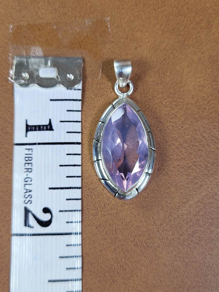 Natural Lavender Quartz 925 Sterling Silver Marquee Pendant - 1 1/2"