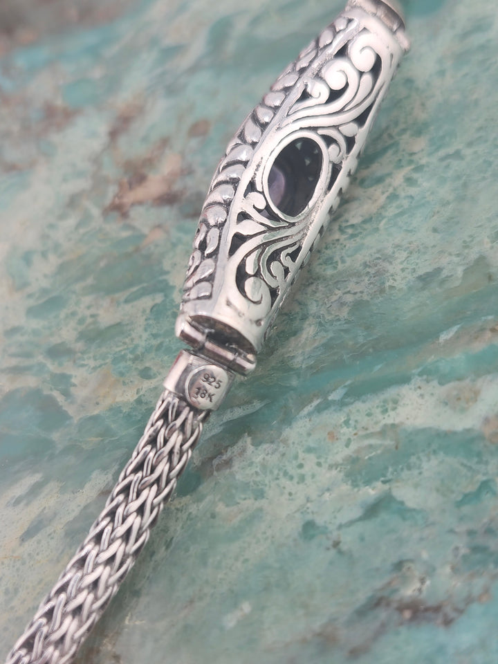 Bali 925 Sterling Silver/18K Gold Accented Amethyst Bracelet