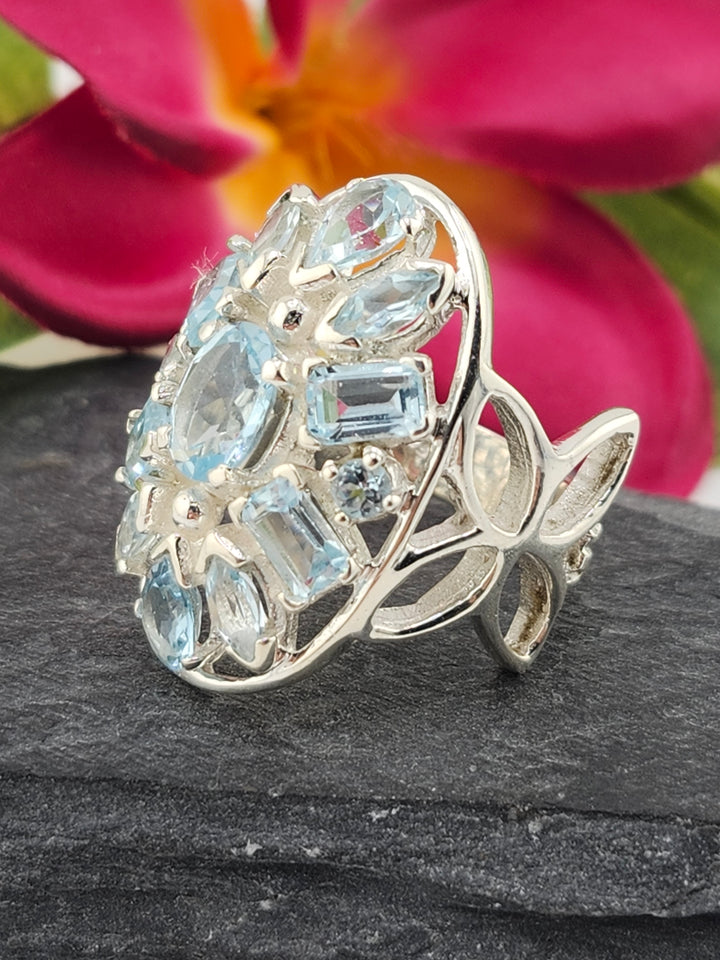 Cluster Topaz Ring Size 8