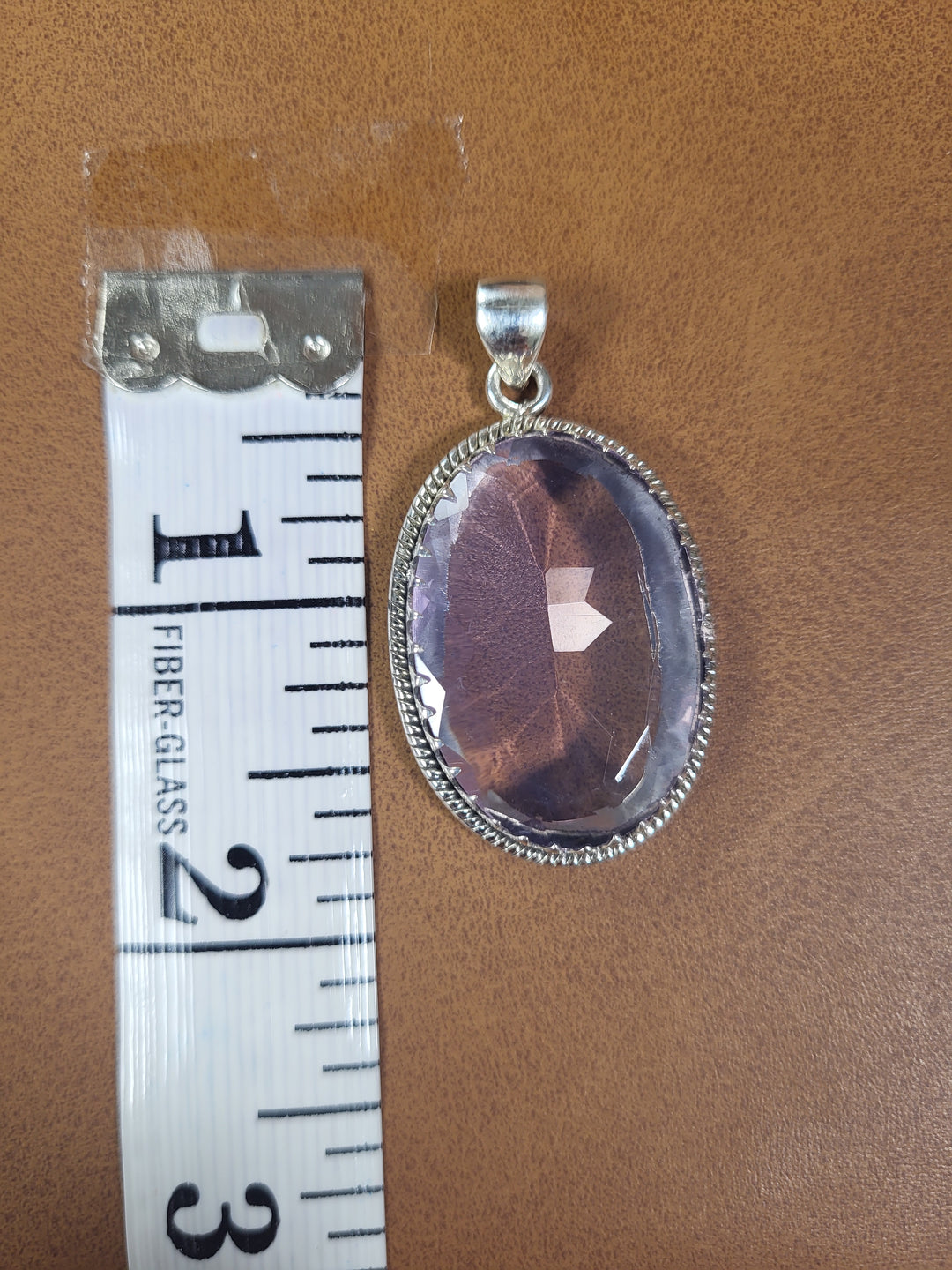 Natural Lavender Quartz 925 Sterling Silver Pendant - 1 3/4"