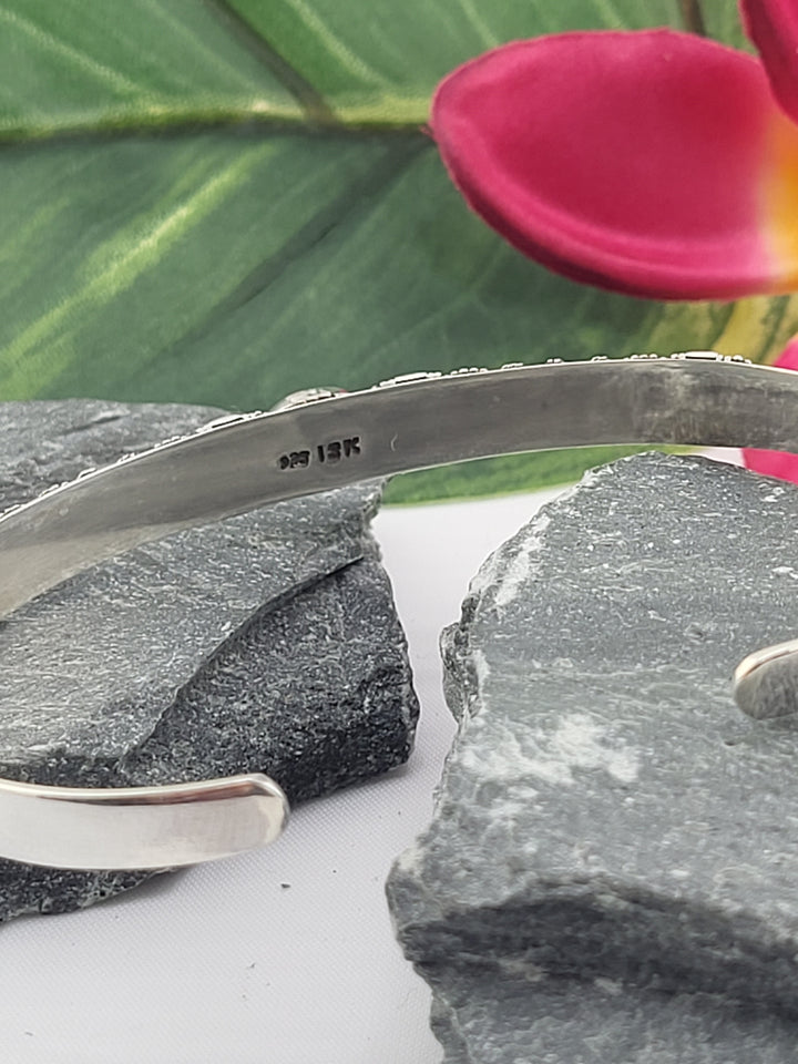 Bali 18k accented & Garnet Cuff Bracelet