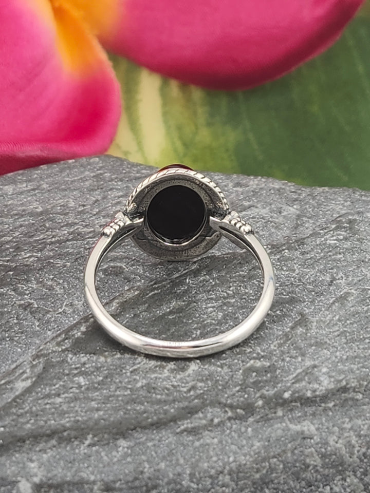 Black Onyx and 925 Sterling Silver Ring - Size 5.5