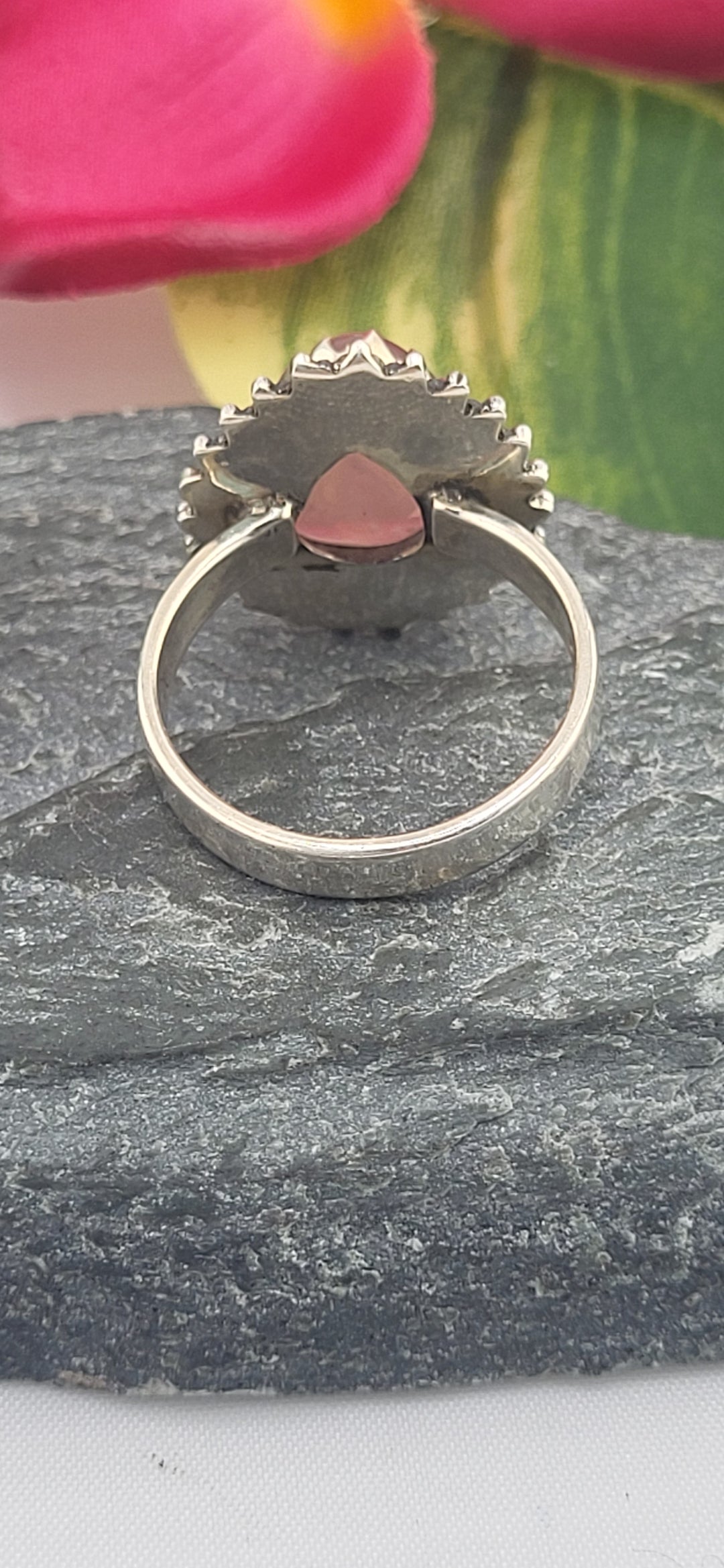 Morganite and 925 Sterling Silver Ring Size 7.5