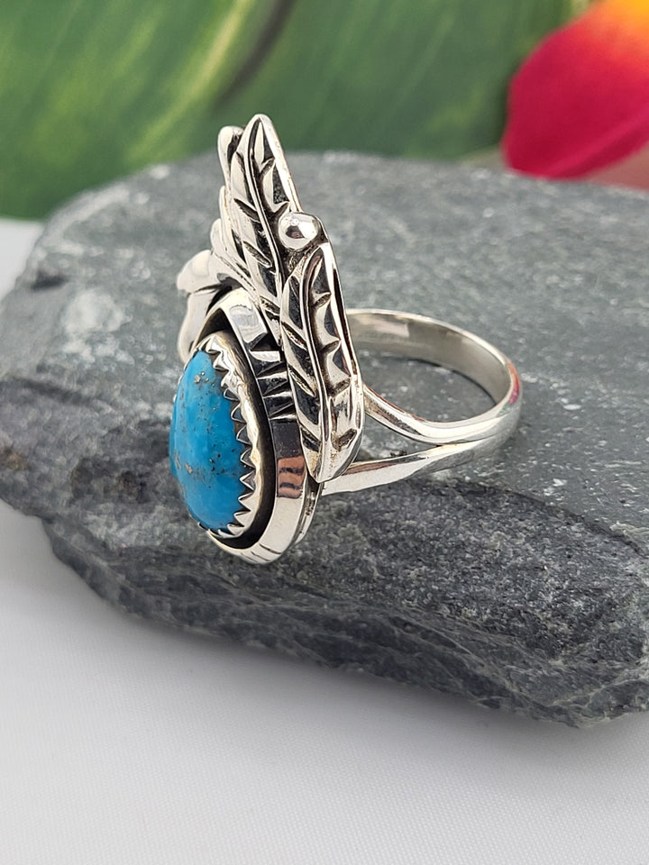 Teardrop Morenci Turquoise Ring Size 7.75