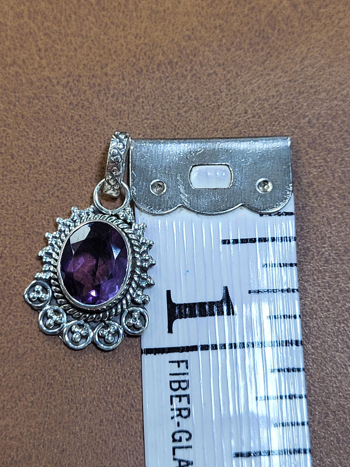 Natural Amethysts Pendant 925 Sterling Silver