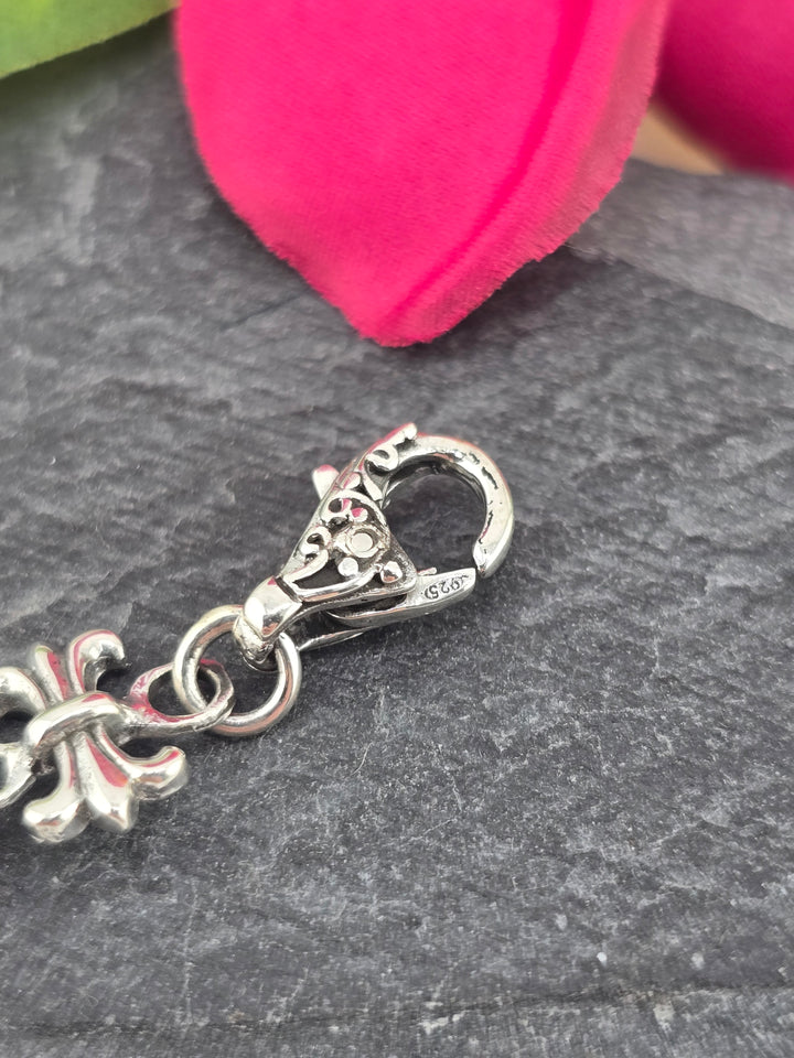 Real Mystic Topaz 925 Sterling Silver and 18k Gold Accented Bali Bracelet Adj 7.5" to 8"