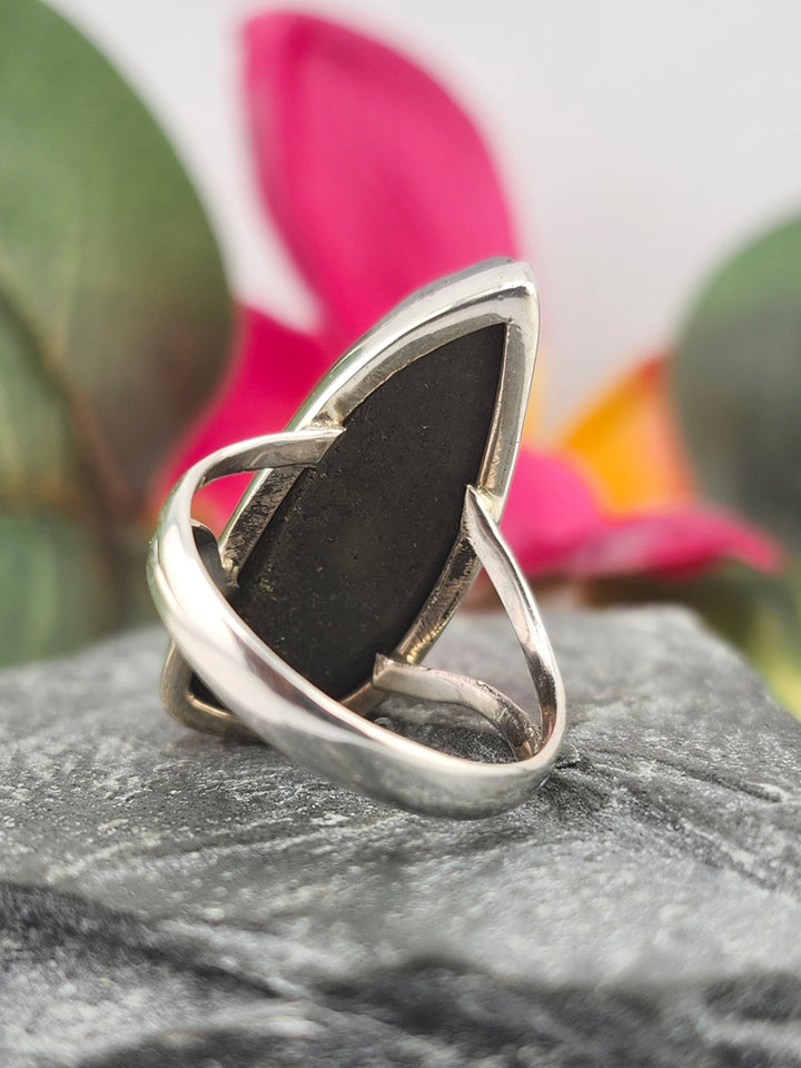 Titanium Druzy 925 Sterling Silver Ring Size 6