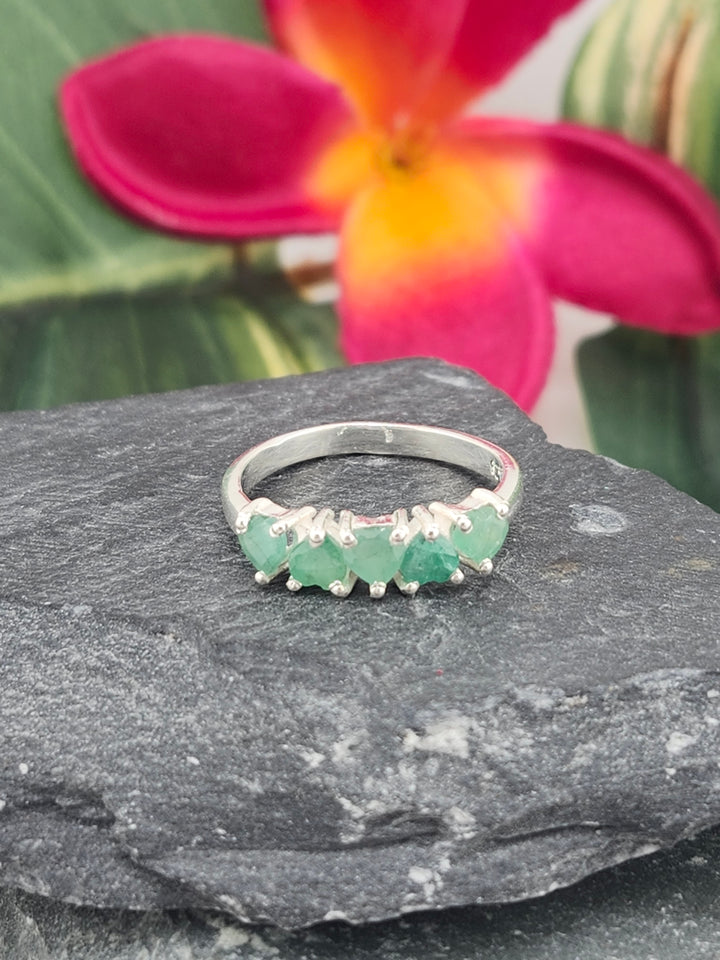 Emerald Heart Ring Size 8.25
