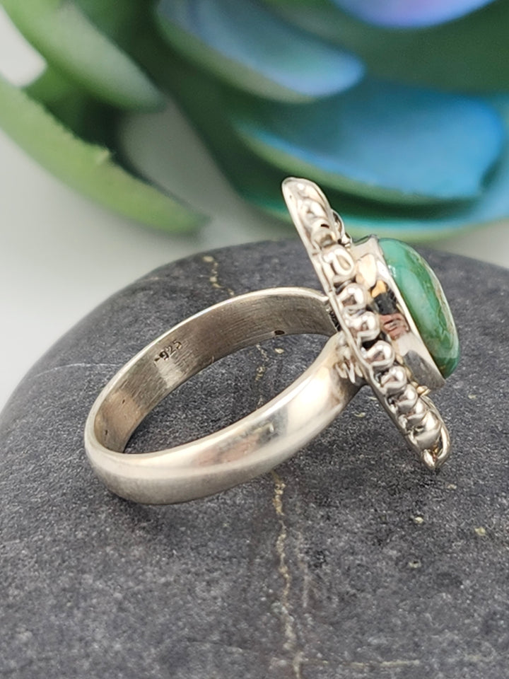 Kingman Turquoise and 925 Sterling Silver Ring - Size 6