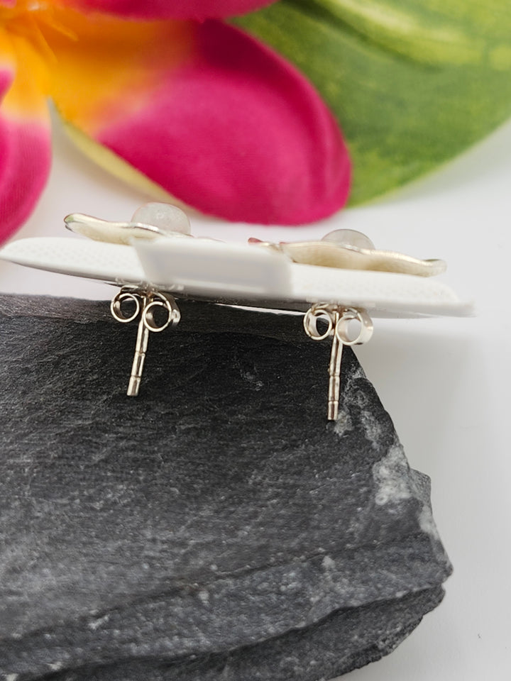 Moonstone Flower & 925 Sterling Silver Stud Earrings