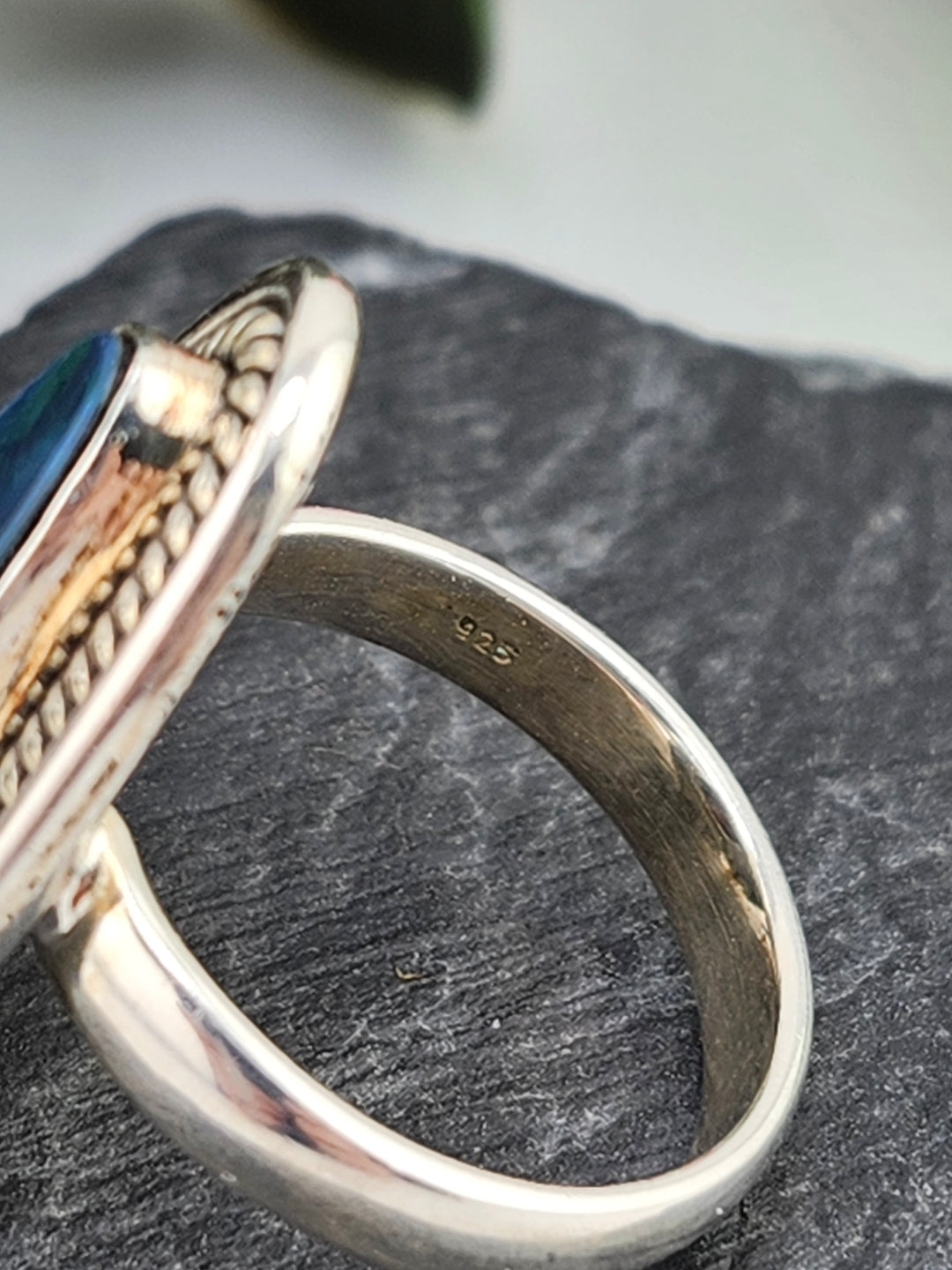 Austrailian Opal Doublet and 925 Sterling Silver Ring - Size 7.5