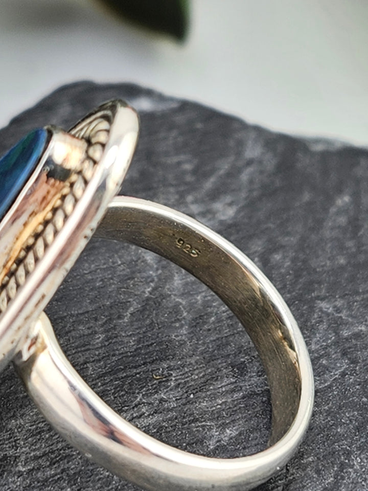 Austrailian Opal Doublet and 925 Sterling Silver Ring - Size 7.5