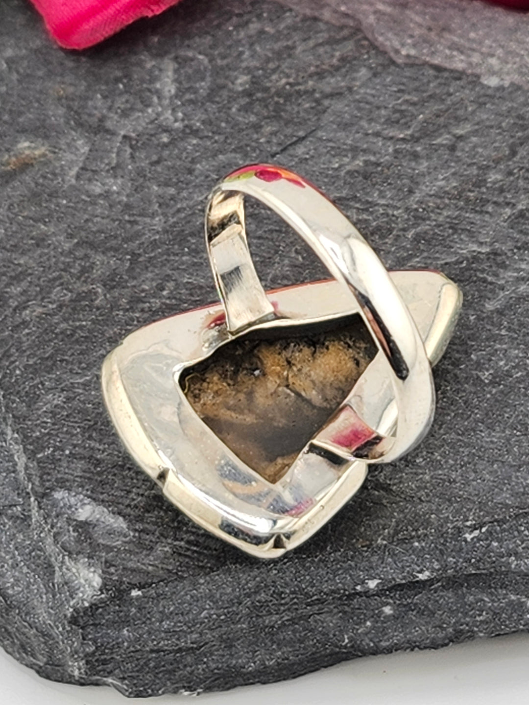 Tiger Dendritic Agate Ring & 925 Sterling Silver Size 7.5