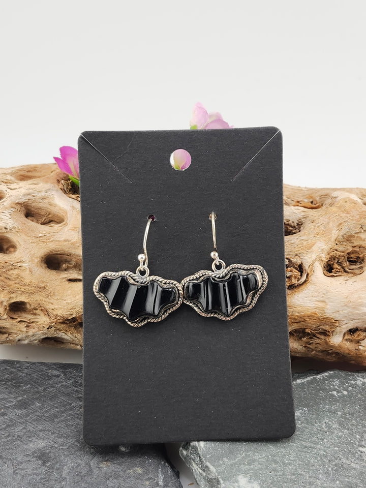 Black Onyx Bat Dangle Earrings