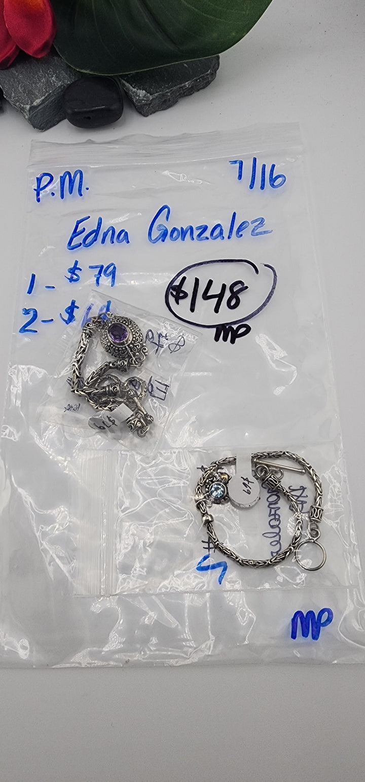 PM SHOW 48HR - RESERVED FOR: Edna Gonzalez - 7/16/2025 FL tiktok Live Show - 2 Sterling Silver Items