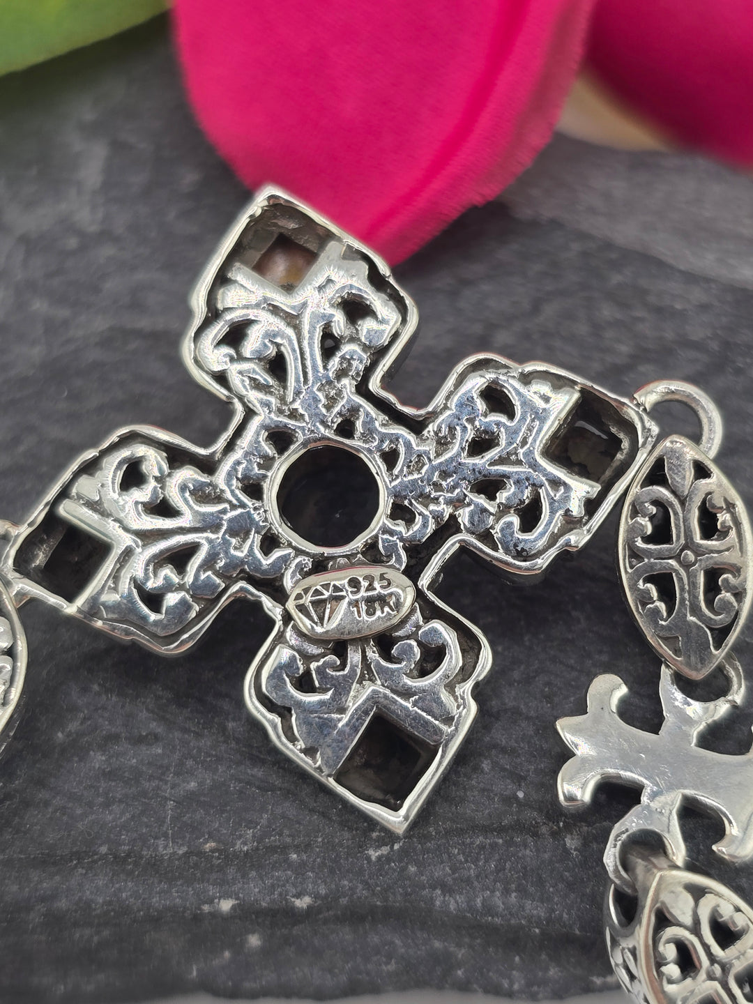 Real Mystic Topaz 925 Sterling Silver and 18k Gold Accented Bali Bracelet Adj 7.5" to 8"