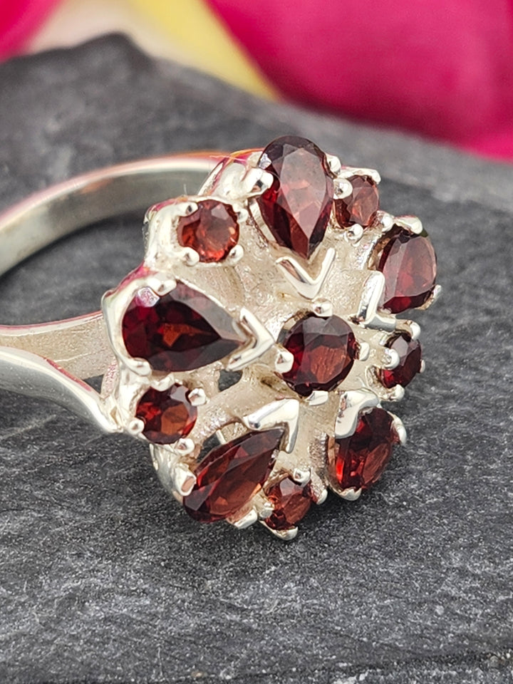 Cluster Garnet Ring Size 6