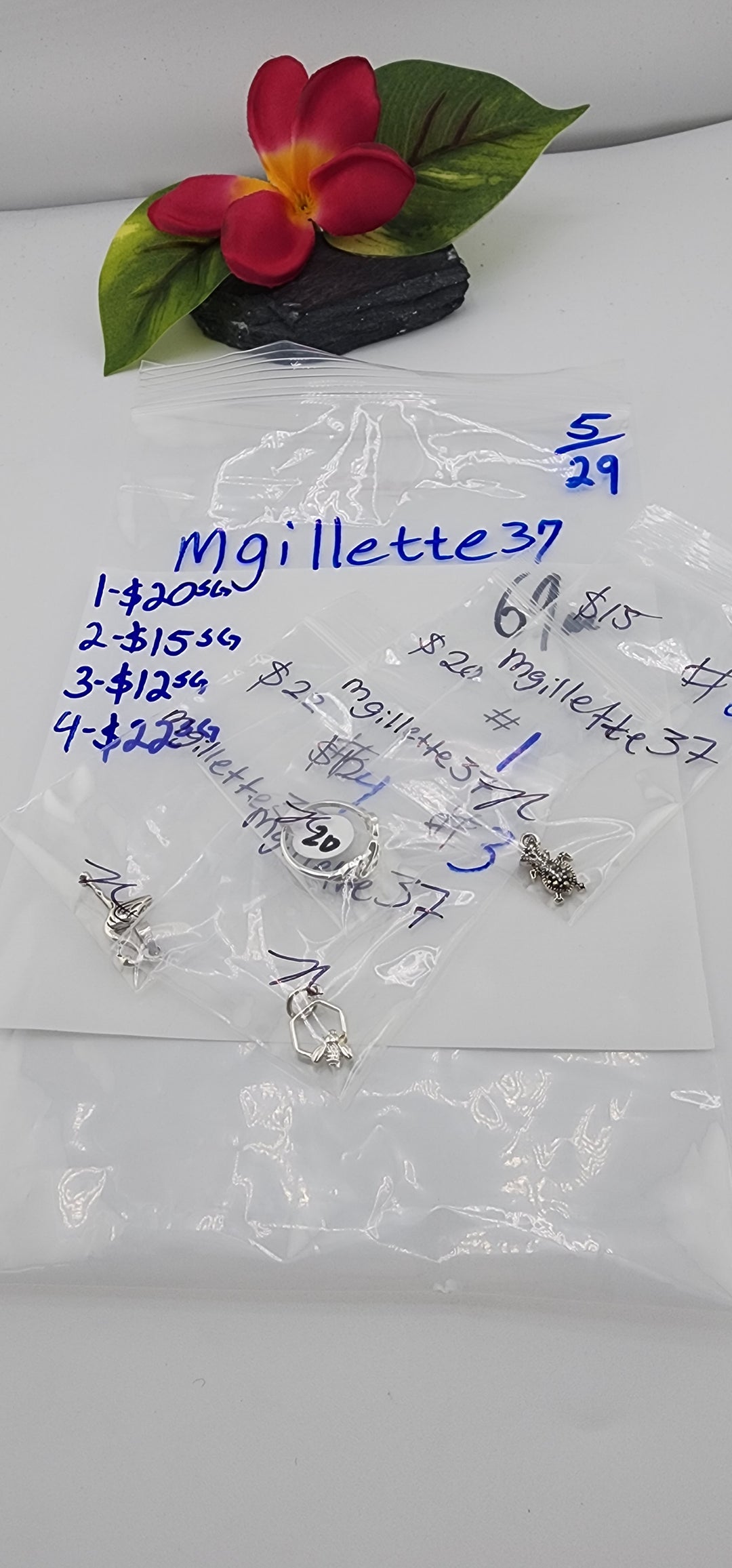 RESERVED FOR: mgillette37 - 5/29/2025 tiktok Live Show - 4 Sterling Silver Items