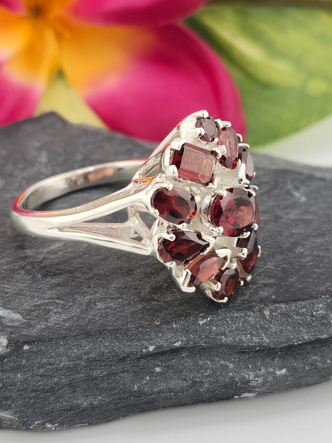 Cluster Garnet Ring Size 10