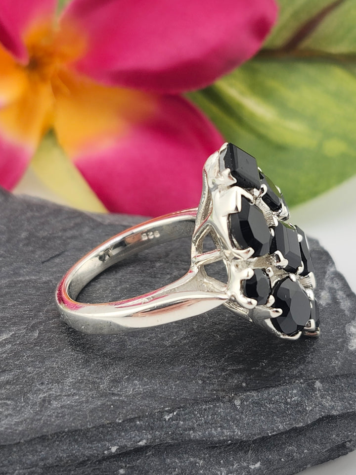Cluster Black Onyx Ring Size 8