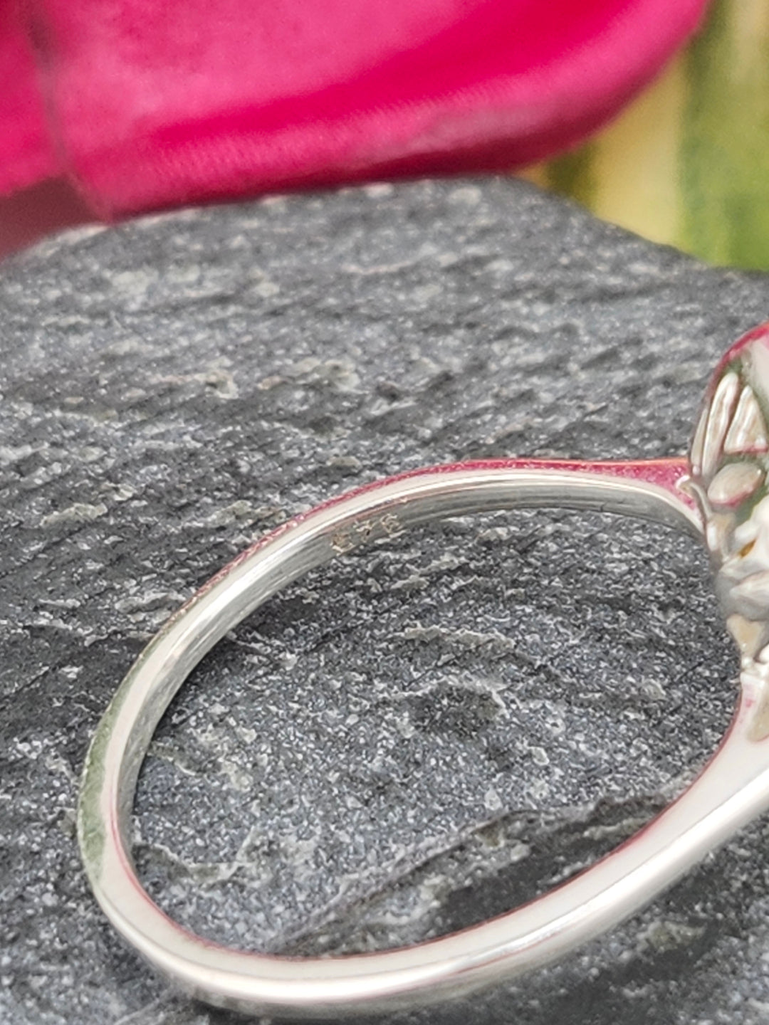 Morganite/Cubic Zirconia 925 Sterling Silver Ring - Size 6