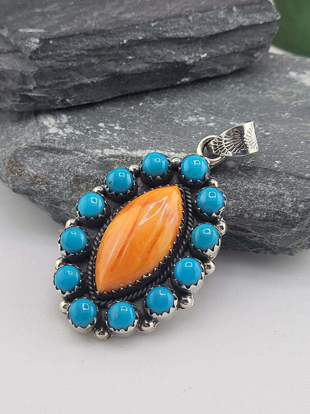 Spiny Oyster & Turquoise Pendant