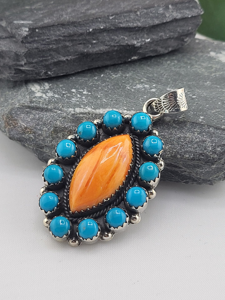 Spiny Oyster & Turquoise Pendant