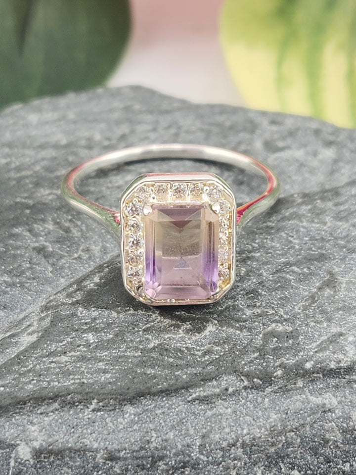 Ametrine/Cubic Zirconia and 925 Sterling Silver Ring - Size 8