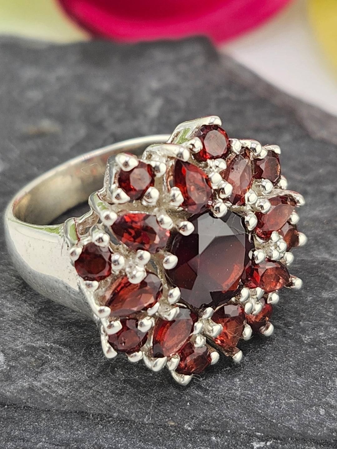 Cluster Garnet Ring Size 6