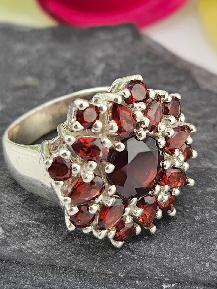 Cluster Garnet Ring Size 6