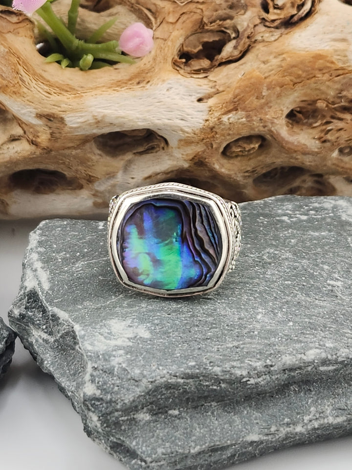 Natural Abalone Signet Ring