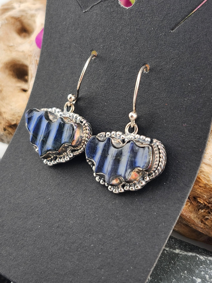Blue Labradorite Bat Dangle Earrings