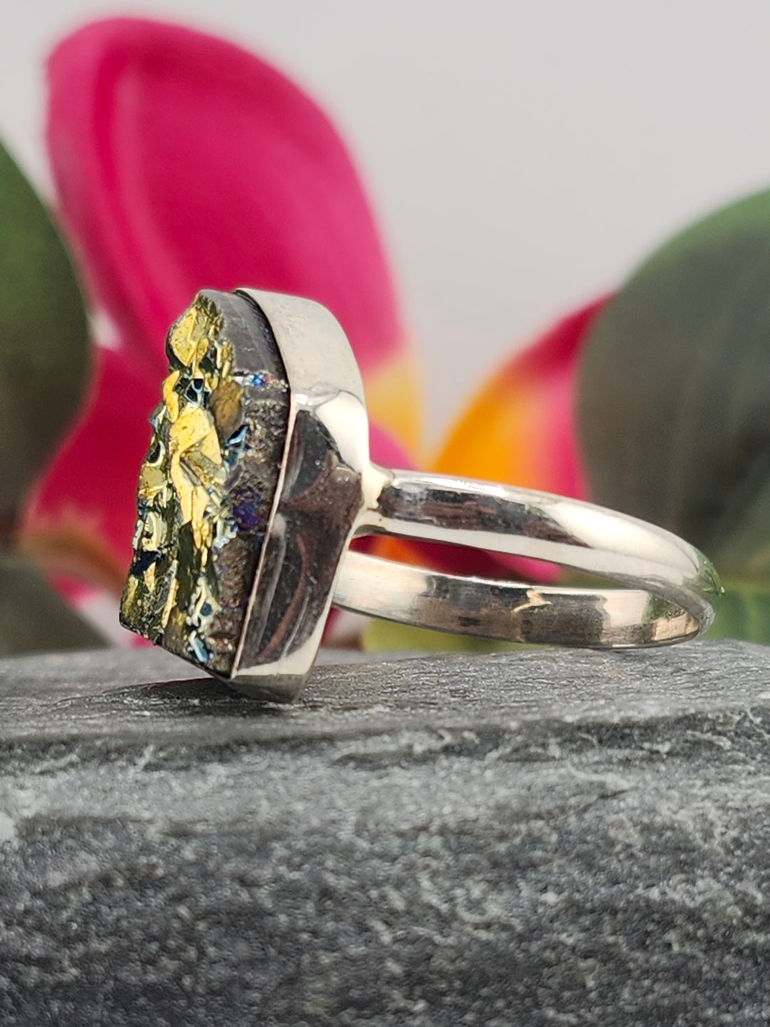 Titanium Druzy 925 Sterling Silver Ring Size 11