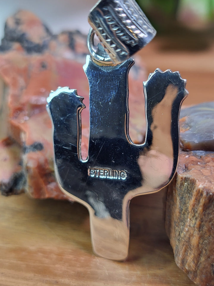 Natural Queen Conch Cactus Pendant 925 Sterling Silver