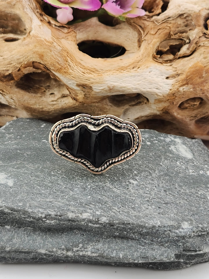 Black Onyx Bat Ring Size 8
