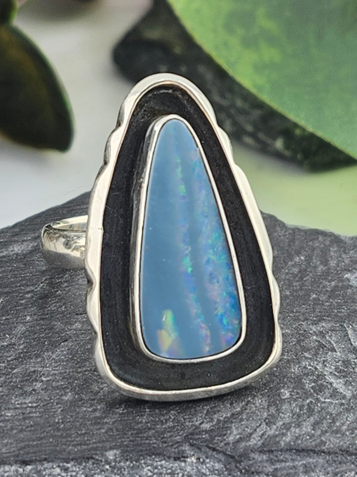 Australian Opal Doublet and 925 Sterling Silver Ring - Size 7.25